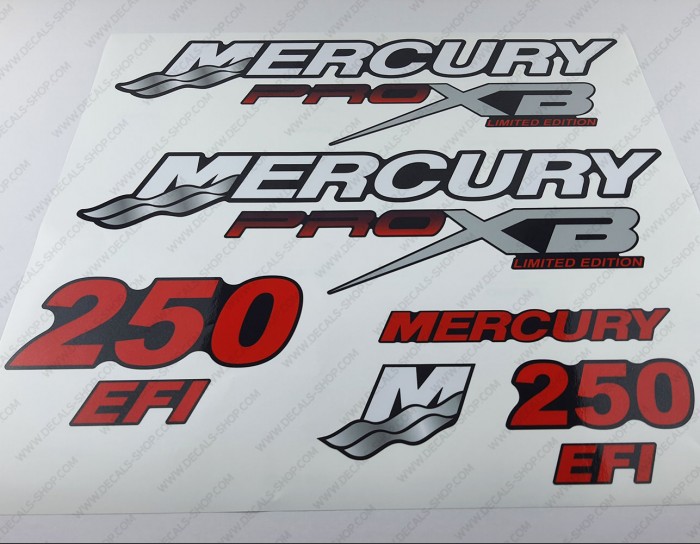 Mercury 250HP Pro XB Limited Edition Outboard Decal Kit RED